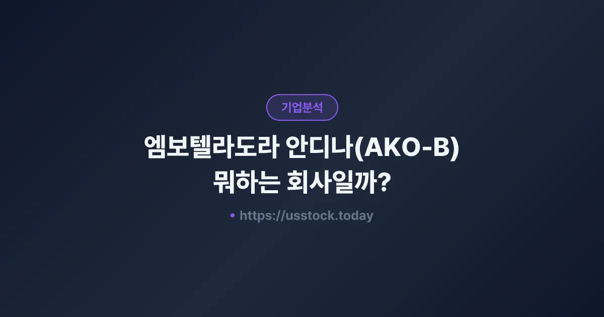 엠보텔라도라 안디나(AKO-B) 뭐하는 회사일까? - 주가 전망·실적·시총·관련주·본사 총정리