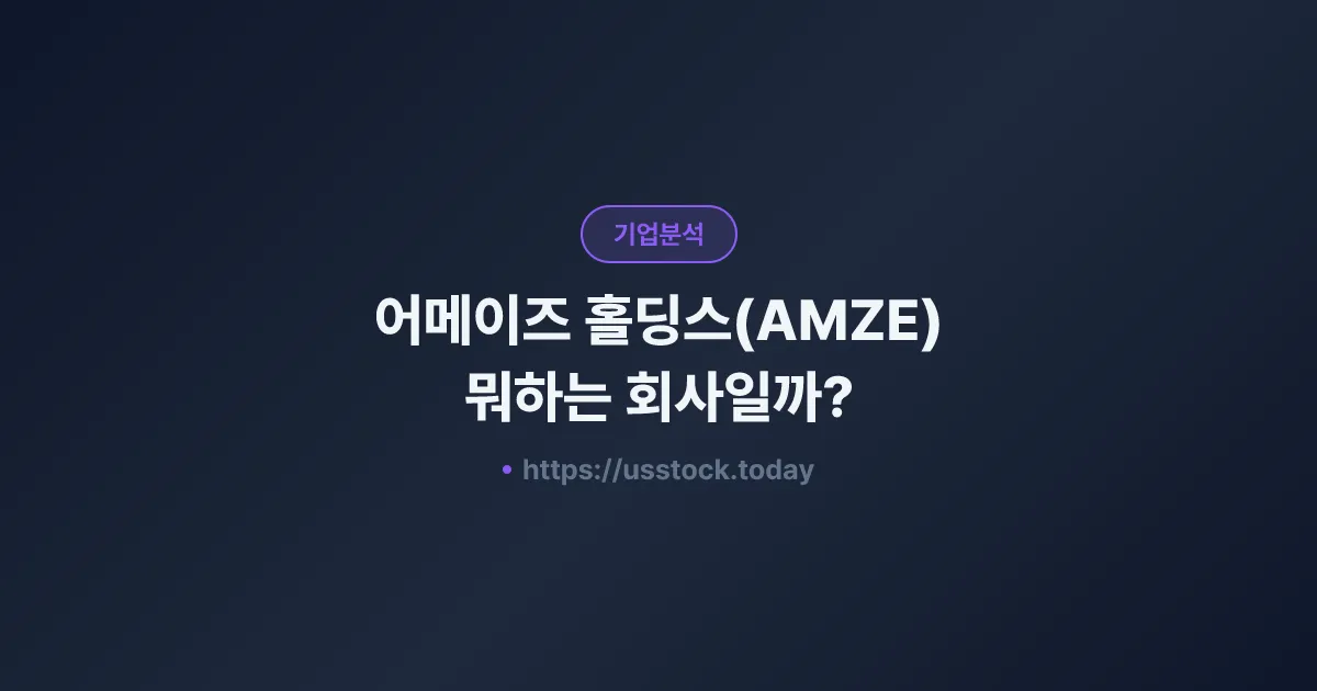 어메이즈 홀딩스(AMZE) 뭐하는 회사일까? - 주가 전망·실적·시총·관련주·본사 총정리