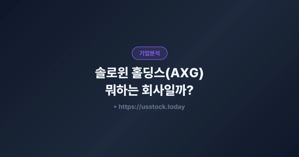 솔로윈 홀딩스(AXG) 뭐하는 회사일까? - 주가 전망·실적·시총·관련주·본사 총정리