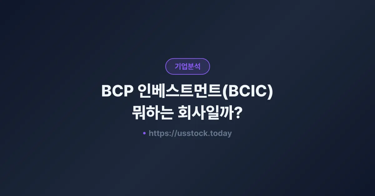 BCP 인베스트먼트(BCIC) 뭐하는 회사일까? - 주가 전망·실적·시총·관련주·본사 총정리