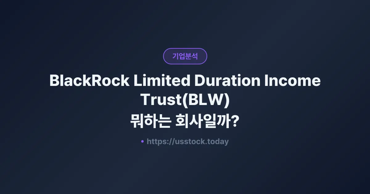 BlackRock Limited Duration Income Trust(BLW) 뭐하는 회사일까? - 주가 전망·실적·시총·관련주·본사 총정리