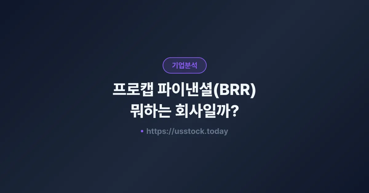 프로캡 파이낸셜(BRR) 뭐하는 회사일까? - 주가 전망·실적·시총·관련주·본사 총정리