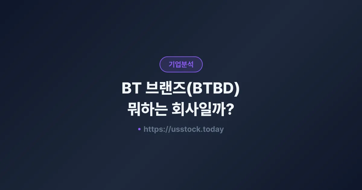 BT 브랜즈(BTBD) 뭐하는 회사일까? - 주가 전망·실적·시총·관련주·본사 총정리