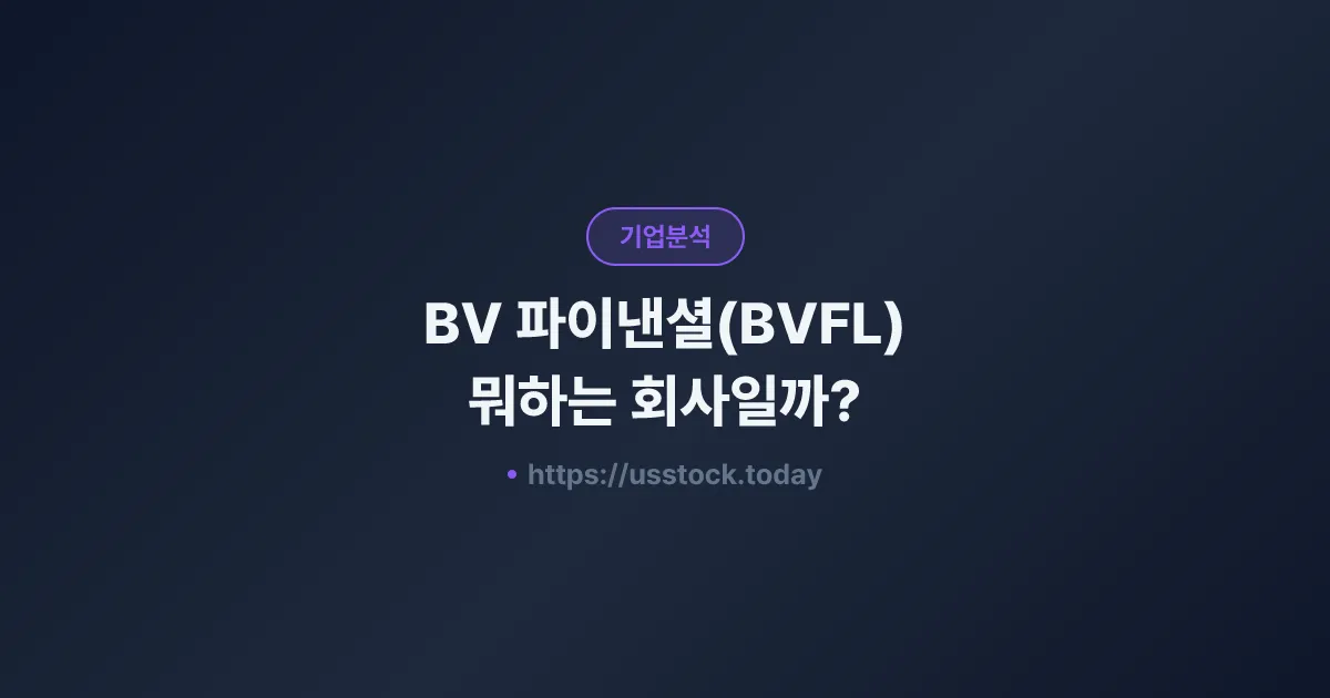 BV 파이낸셜(BVFL) 뭐하는 회사일까? - 주가 전망·실적·시총·관련주·본사 총정리