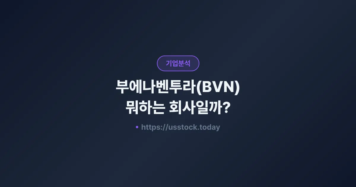 부에나벤투라(BVN) 뭐하는 회사일까? - 주가 전망·실적·시총·관련주·본사 총정리