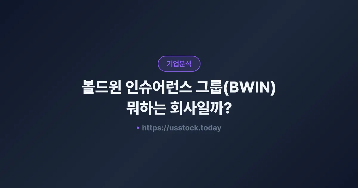 볼드윈 인슈어런스 그룹(BWIN) 뭐하는 회사일까? - 주가 전망·실적·시총·관련주·본사 총정리