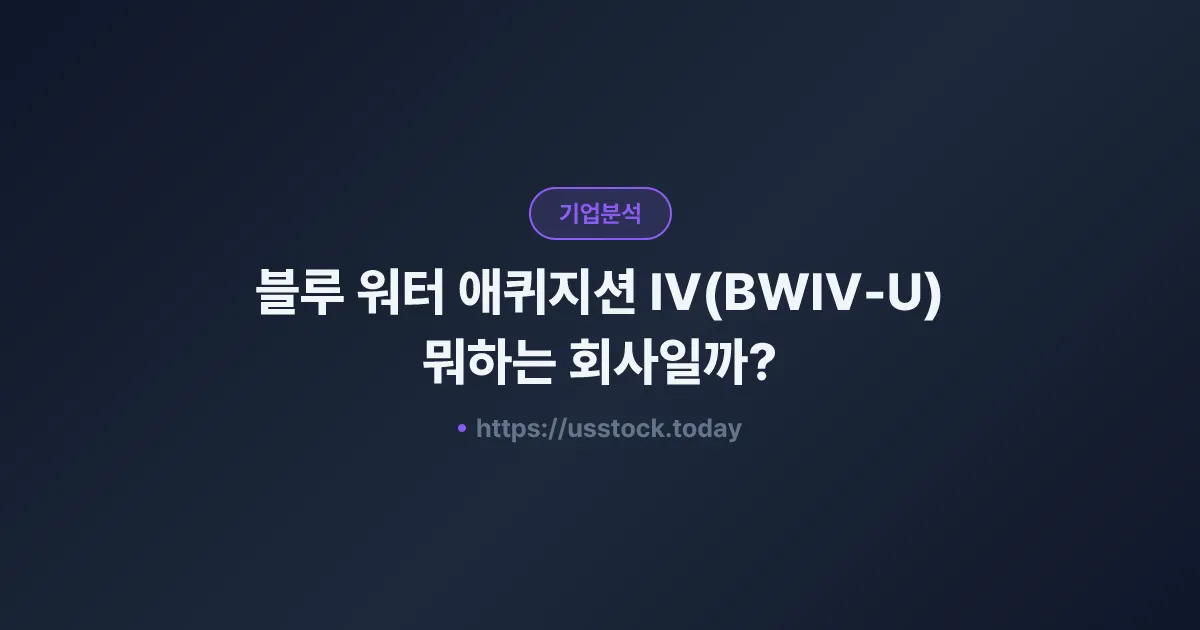 블루 워터 애퀴지션 IV(BWIV-U) 뭐하는 회사일까? - SPAC 합병 전망·시총·관련주 총정리