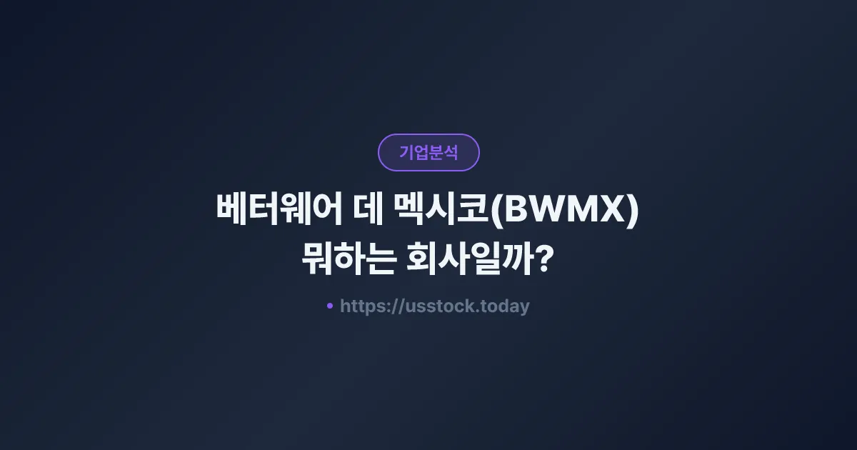 베터웨어 데 멕시코(BWMX) 뭐하는 회사일까? - 주가 전망·실적·시총·관련주·본사 총정리