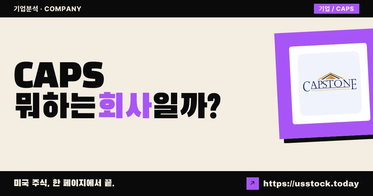 캡스톤 홀딩(CAPS) 뭐하는 회사일까? - 주가 전망·실적·시총·관련주·본사 총정리