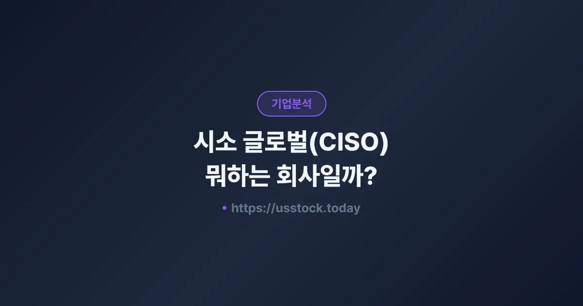 시소 글로벌(CISO) 뭐하는 회사일까? - 주가 전망·실적·시총·관련주·본사 총정리