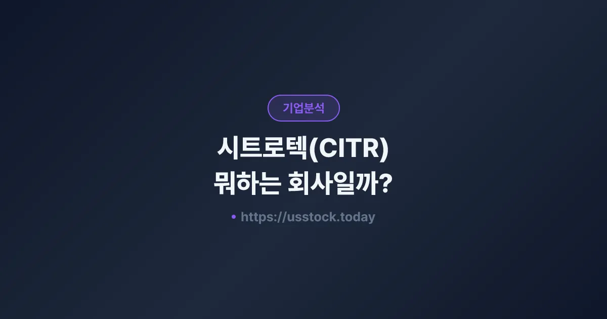 시트로텍(CITR) 뭐하는 회사일까? - 주가 전망·실적·시총·관련주·본사 총정리