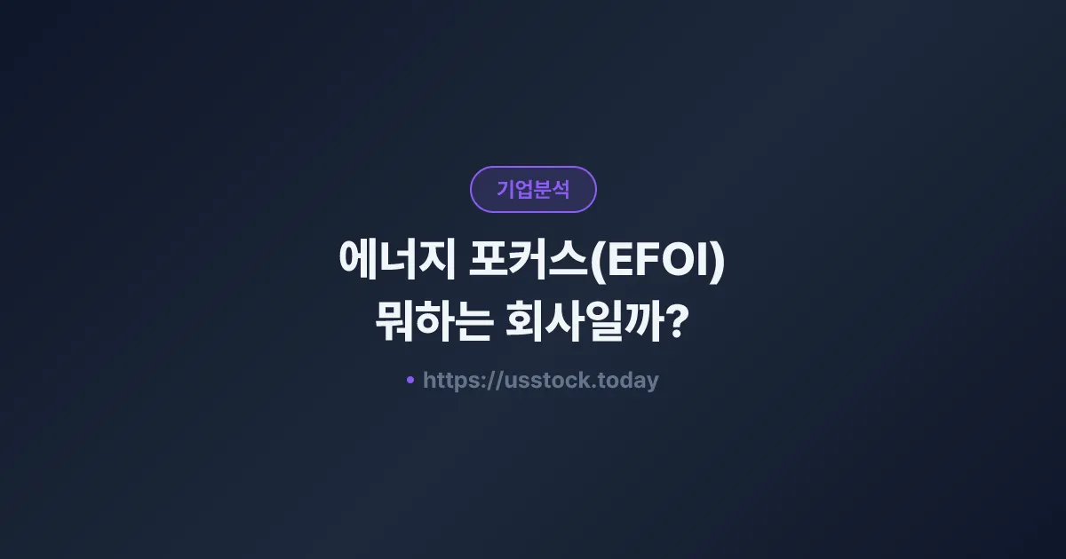 에너지 포커스(EFOI) 뭐하는 회사일까? - 주가 전망·실적·시총·관련주·본사 총정리