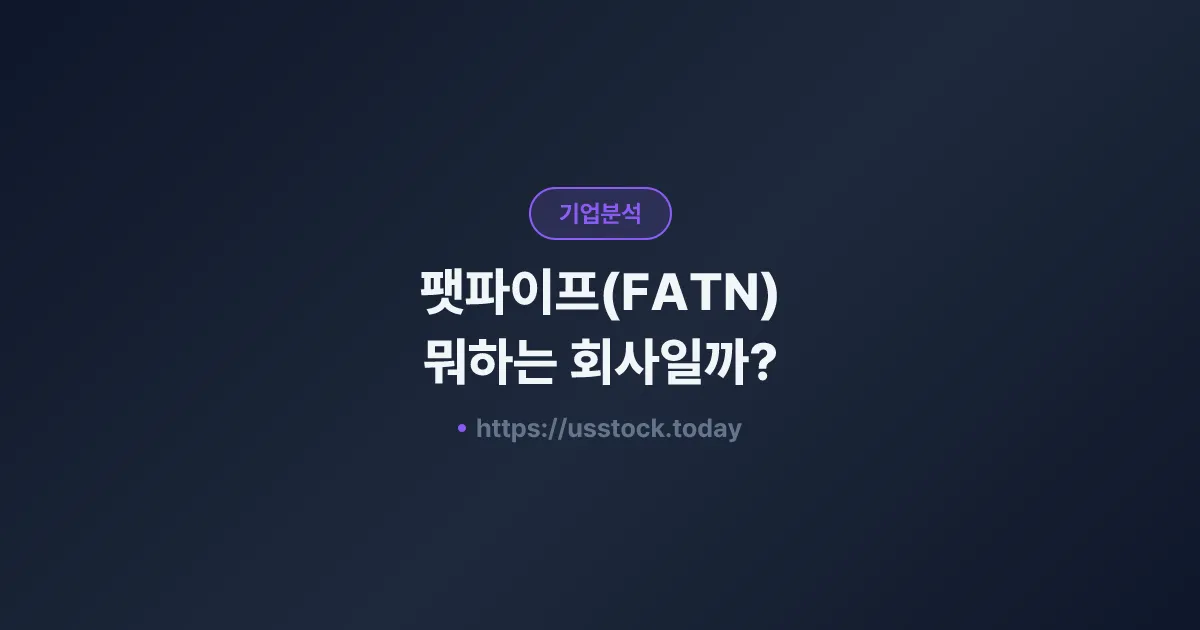 팻파이프(FATN) 뭐하는 회사일까? - 주가 전망·실적·시총·관련주·본사 총정리