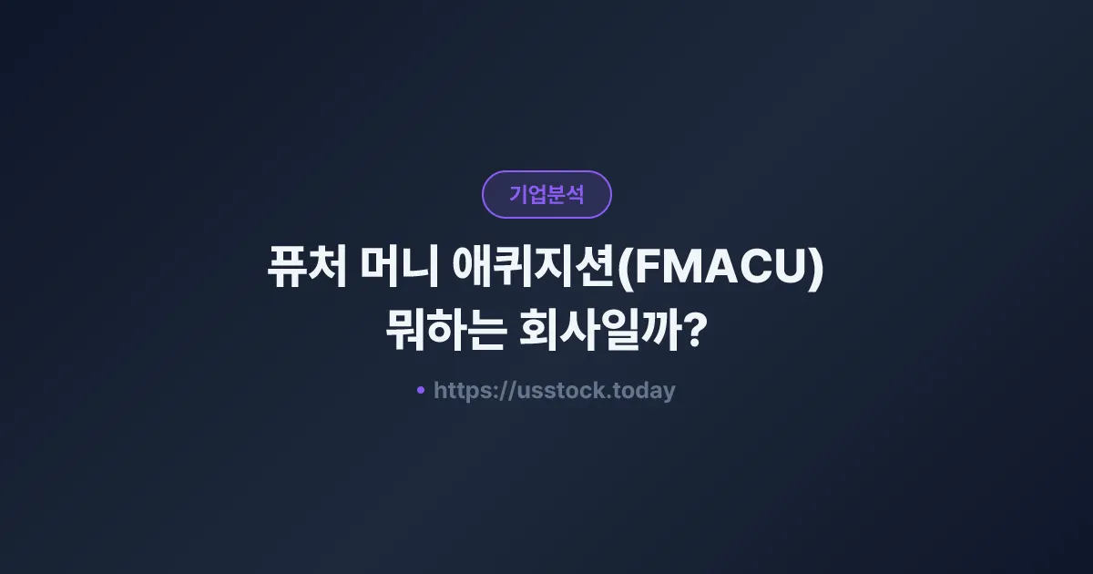 퓨처 머니 애퀴지션(FMACU) 뭐하는 회사일까? - SPAC 합병 전망·시총·관련주 총정리