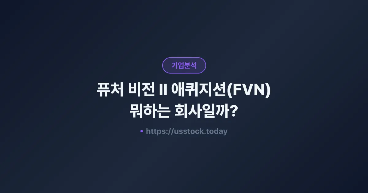 퓨처 비전 II 애퀴지션(FVN) 뭐하는 회사일까? - SPAC 합병 전망·시총·관련주 총정리