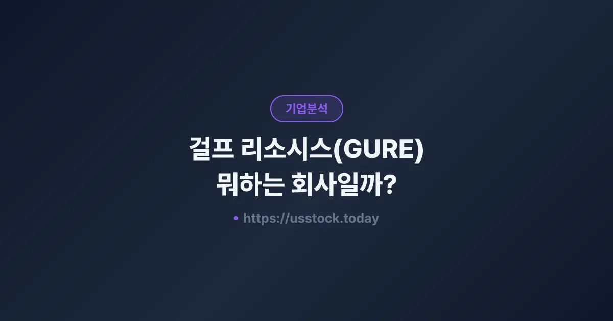 걸프 리소시스(GURE) 뭐하는 회사일까? - 주가 전망·실적·시총·관련주·본사 총정리