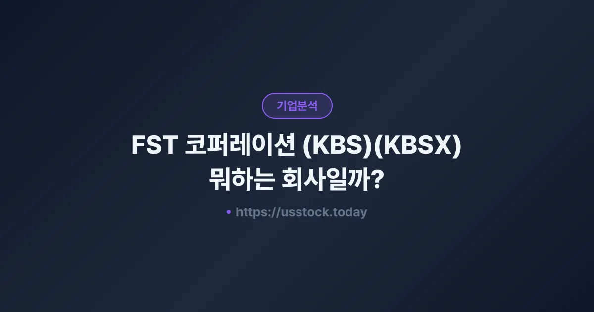 FST 코퍼레이션 (KBS)(KBSX) 뭐하는 회사일까? - 주가 전망·실적·시총·관련주·본사 총정리