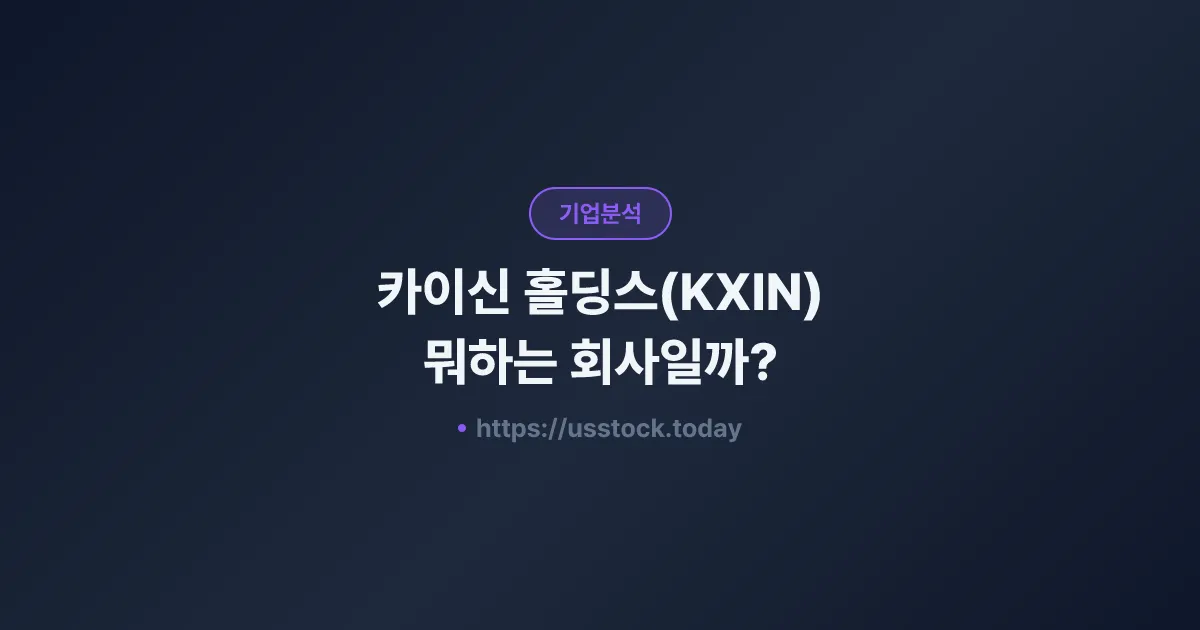 카이신 홀딩스(KXIN) 뭐하는 회사일까? - 주가 전망·실적·시총·관련주·본사 총정리