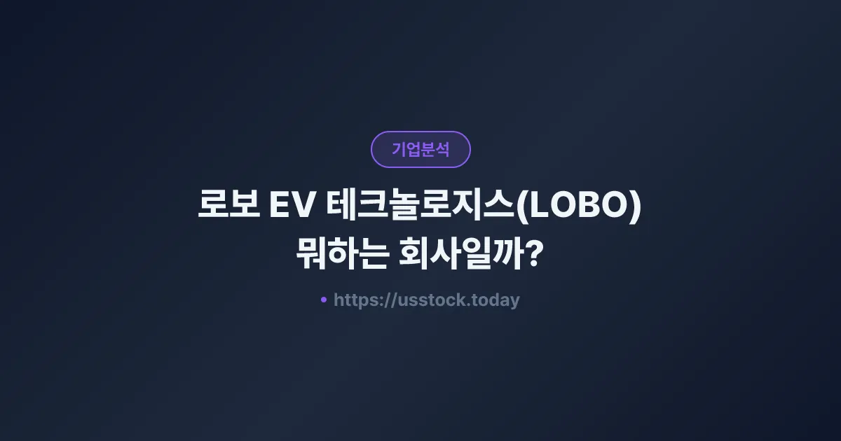 로보 EV 테크놀로지스(LOBO) 뭐하는 회사일까? - 주가 전망·실적·시총·관련주·본사 총정리