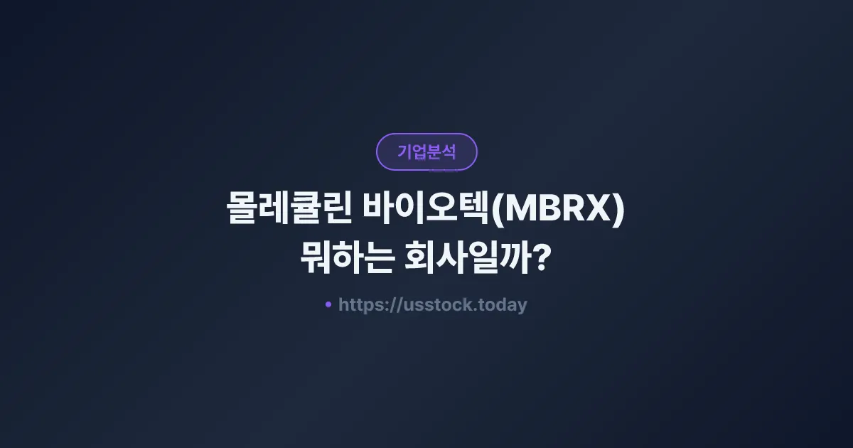 몰레큘린 바이오텍(MBRX) 뭐하는 회사일까? - 주가 전망·실적·시총·관련주·본사 총정리