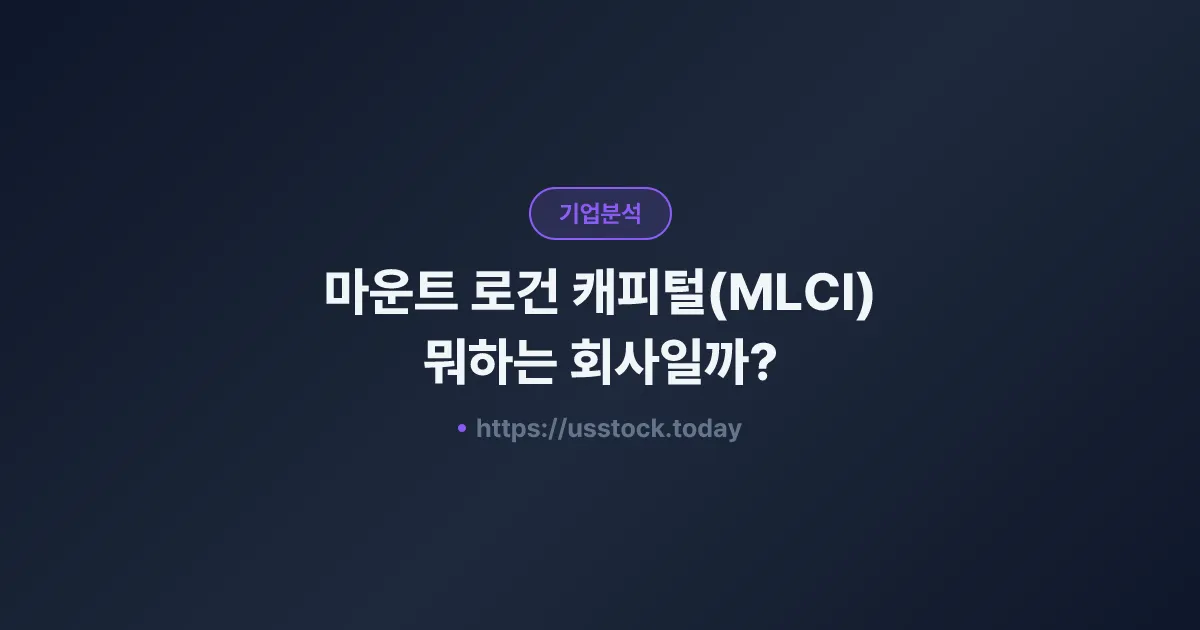 마운트 로건 캐피털(MLCI) 뭐하는 회사일까? - 주가 전망·실적·시총·관련주·본사 총정리