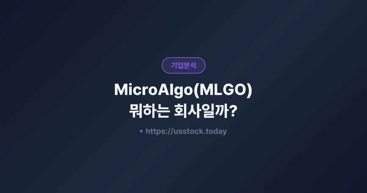 MicroAlgo(MLGO) 뭐하는 회사일까? - 주가 전망·실적·시총·관련주·본사 총정리