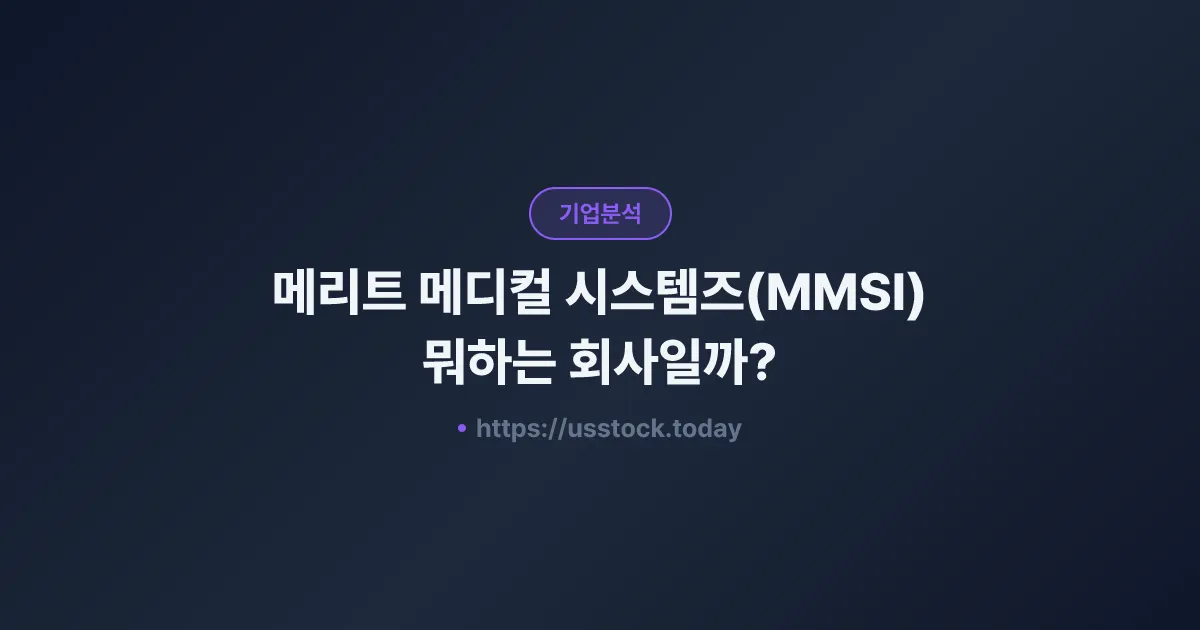 메리트 메디컬 시스템즈(MMSI) 뭐하는 회사일까? - 주가 전망·실적·시총·관련주·본사 총정리