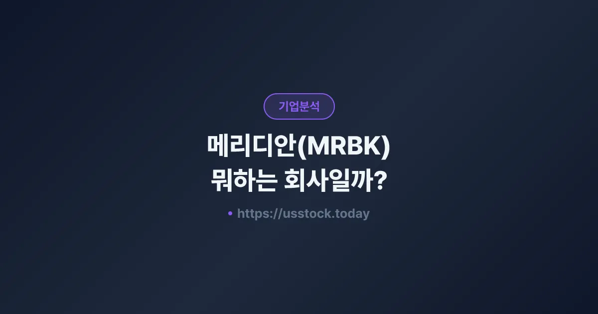 메리디안(MRBK) 뭐하는 회사일까? - 주가 전망·실적·시총·관련주·본사 총정리