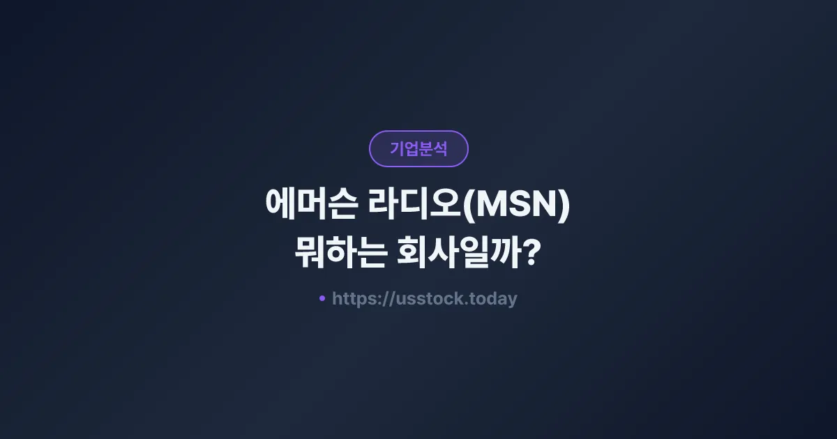 에머슨 라디오(MSN) 뭐하는 회사일까? - 주가 전망·실적·시총·관련주·본사 총정리