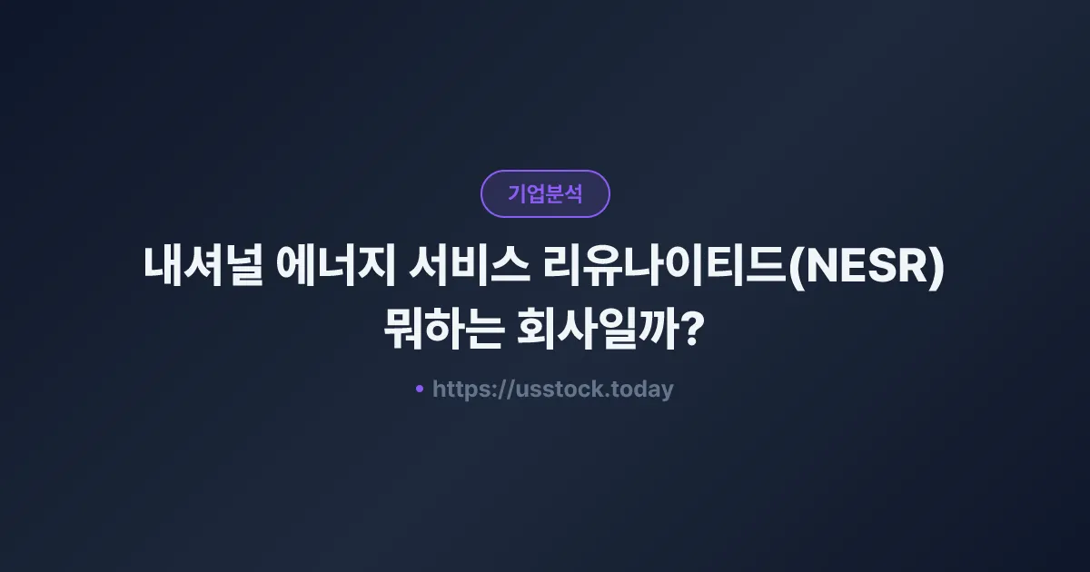 내셔널 에너지 서비스 리유나이티드(NESR) 뭐하는 회사일까? - 주가 전망·실적·시총·관련주·본사 총정리