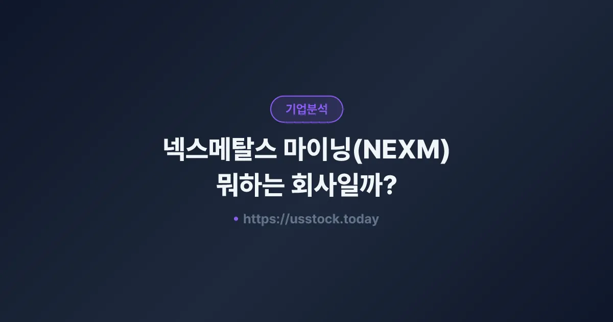 넥스메탈스 마이닝(NEXM) 뭐하는 회사일까? - 주가 전망·실적·시총·관련주·본사 총정리