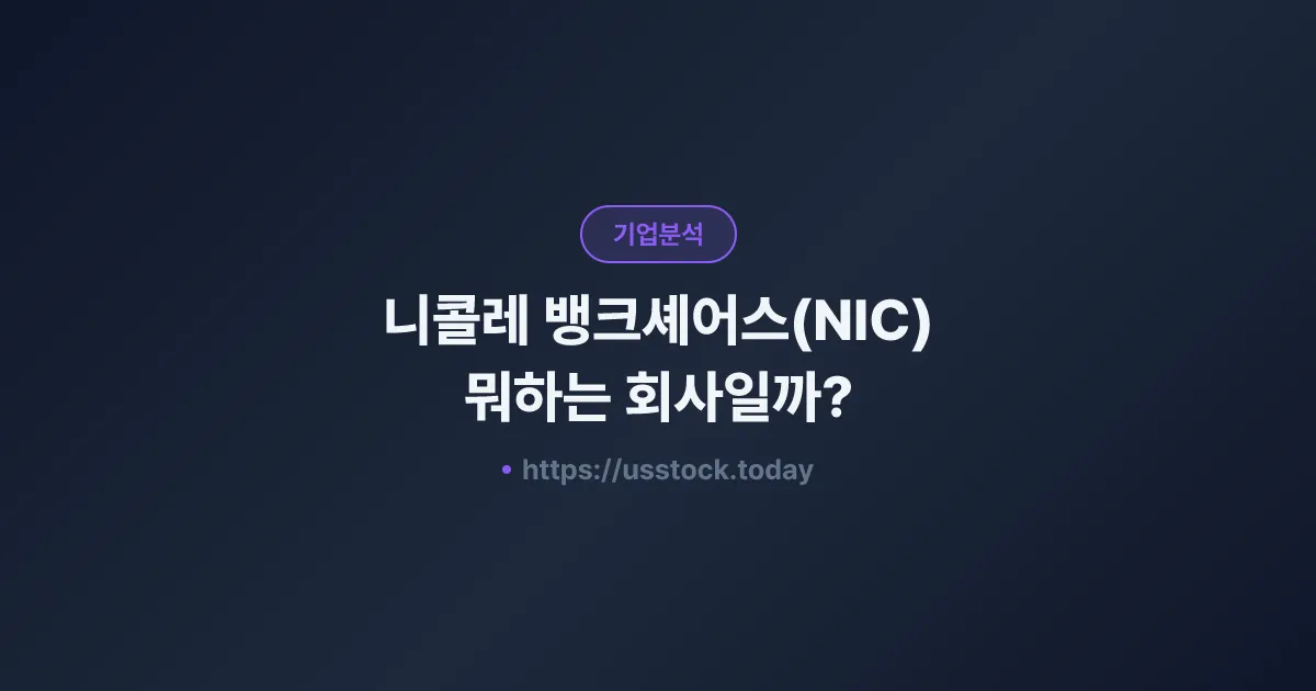 니콜레 뱅크셰어스(NIC) 뭐하는 회사일까? - 주가 전망·실적·시총·관련주·본사 총정리