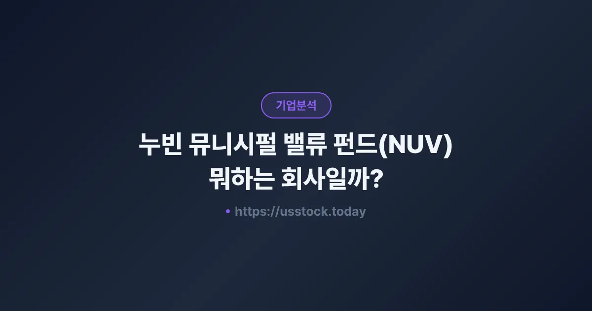 누빈 뮤니시펄 밸류 펀드(NUV) 뭐하는 회사일까? - 주가 전망·실적·시총·관련주·본사 총정리