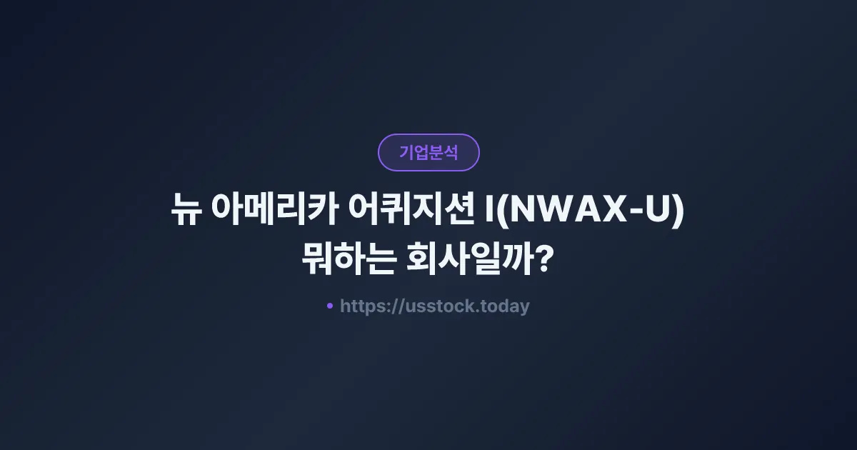 뉴 아메리카 어퀴지션 I(NWAX-U) 뭐하는 회사일까? - SPAC 합병 전망·시총·관련주 총정리