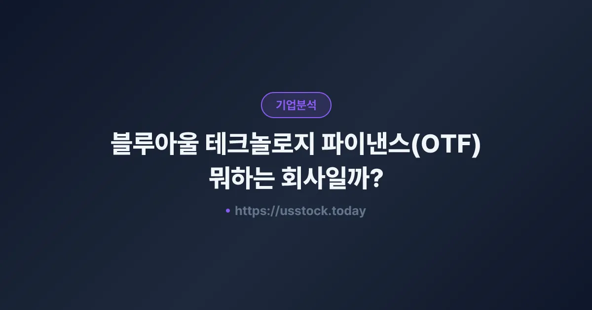 블루아울 테크놀로지 파이낸스(OTF) 뭐하는 회사일까? - 주가 전망·실적·시총·관련주·본사 총정리