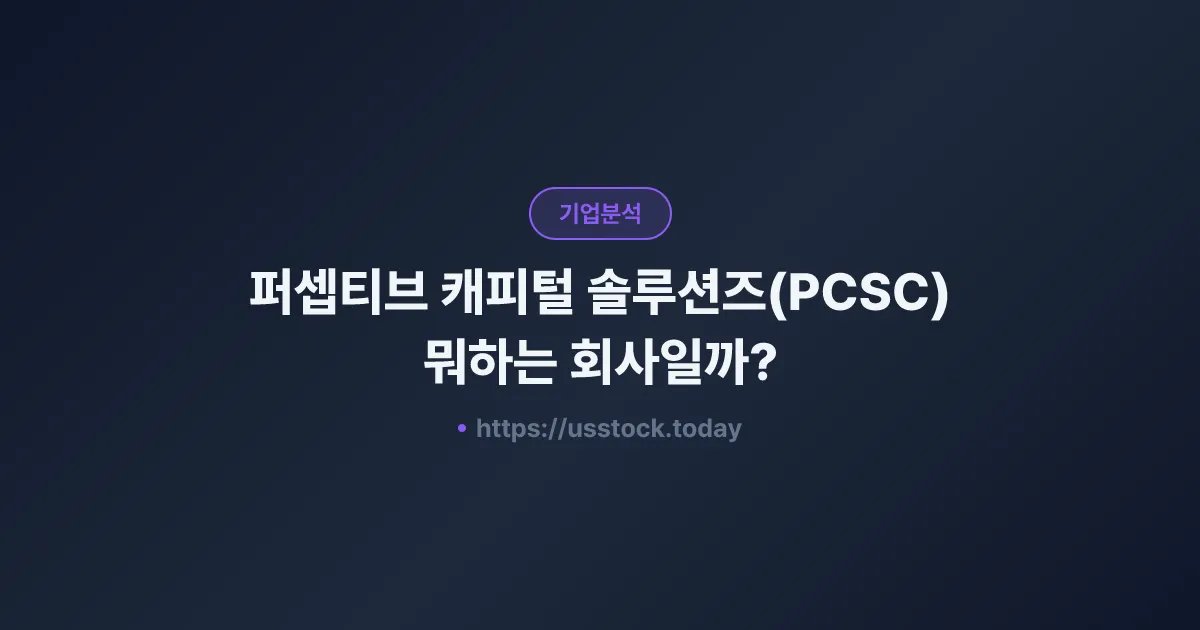 퍼셉티브 캐피털 솔루션즈(PCSC) 뭐하는 회사일까? - SPAC 합병 전망·시총·관련주 총정리