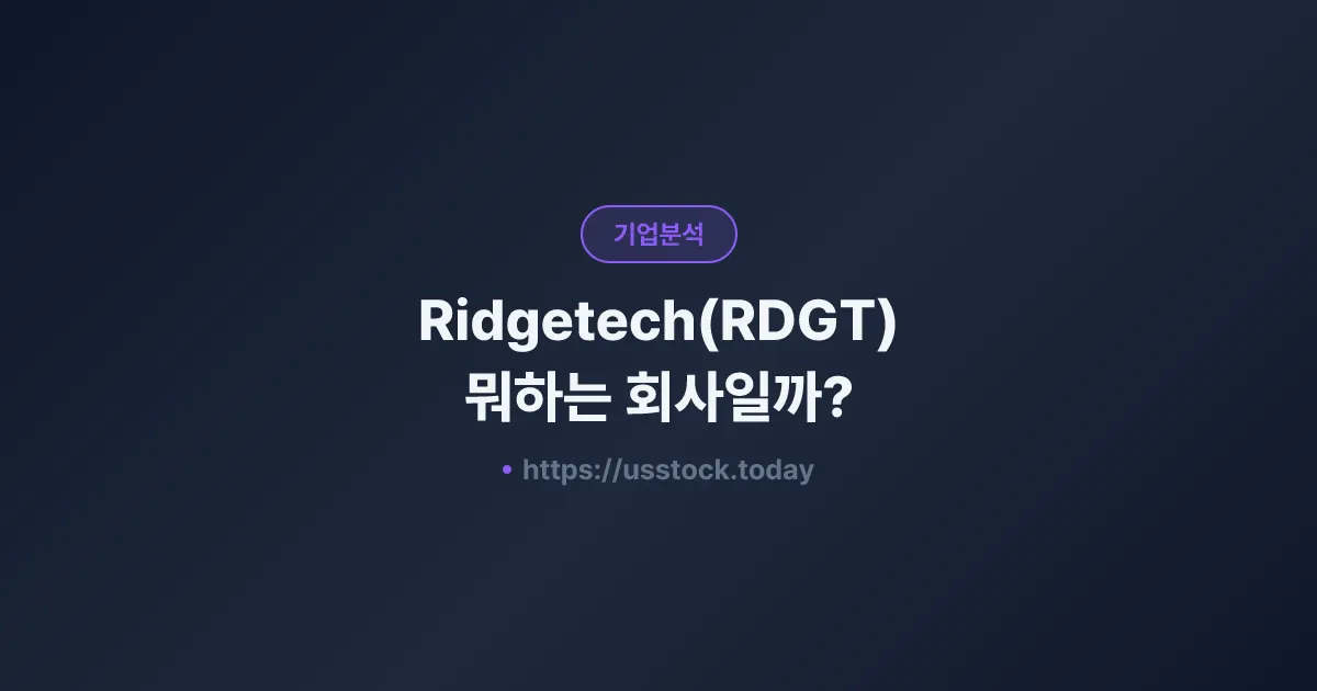 Ridgetech(RDGT) 뭐하는 회사일까? - 주가 전망·실적·시총·관련주·본사 총정리