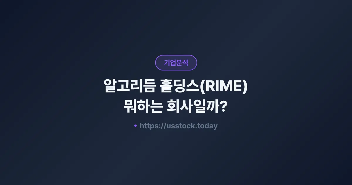 알고리듬 홀딩스(RIME) 뭐하는 회사일까? - 주가 전망·실적·시총·관련주·본사 총정리
