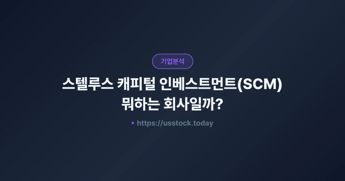 스텔루스 캐피털 인베스트먼트(SCM) 뭐하는 회사일까? - 주가 전망·실적·시총·관련주·본사 총정리