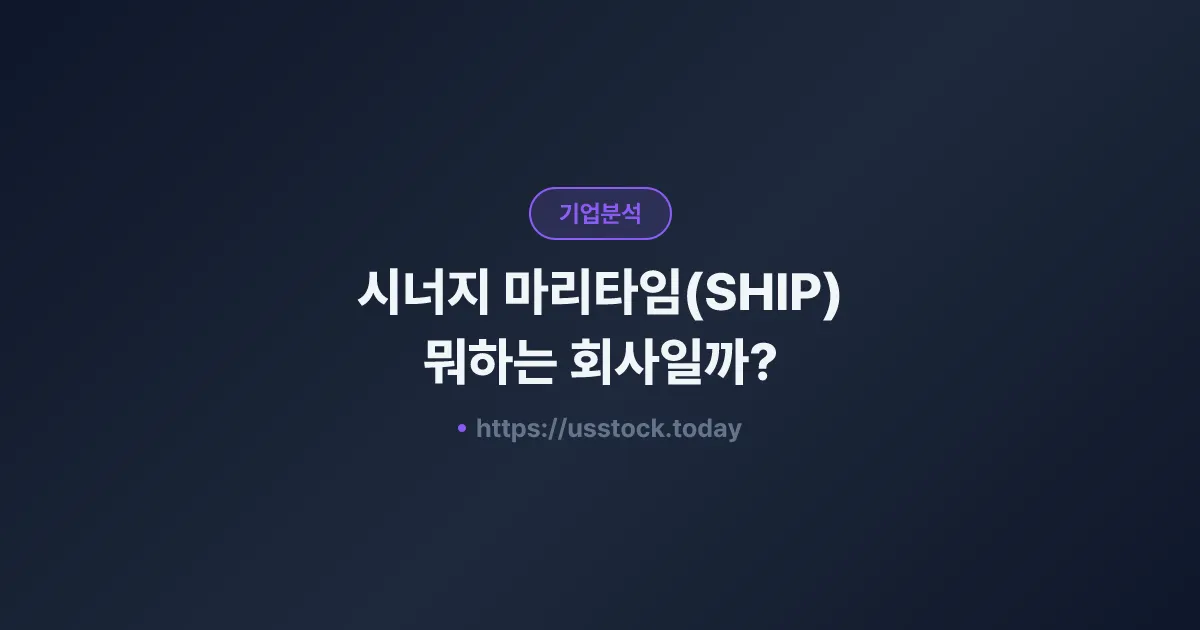 시너지 마리타임(SHIP) 뭐하는 회사일까? - 주가 전망·실적·시총·관련주·본사 총정리