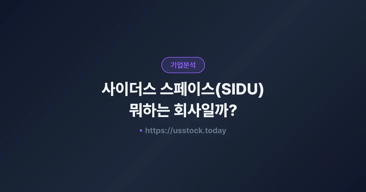사이더스 스페이스(SIDU) 뭐하는 회사일까? - 주가 전망·실적·시총·관련주·본사 총정리