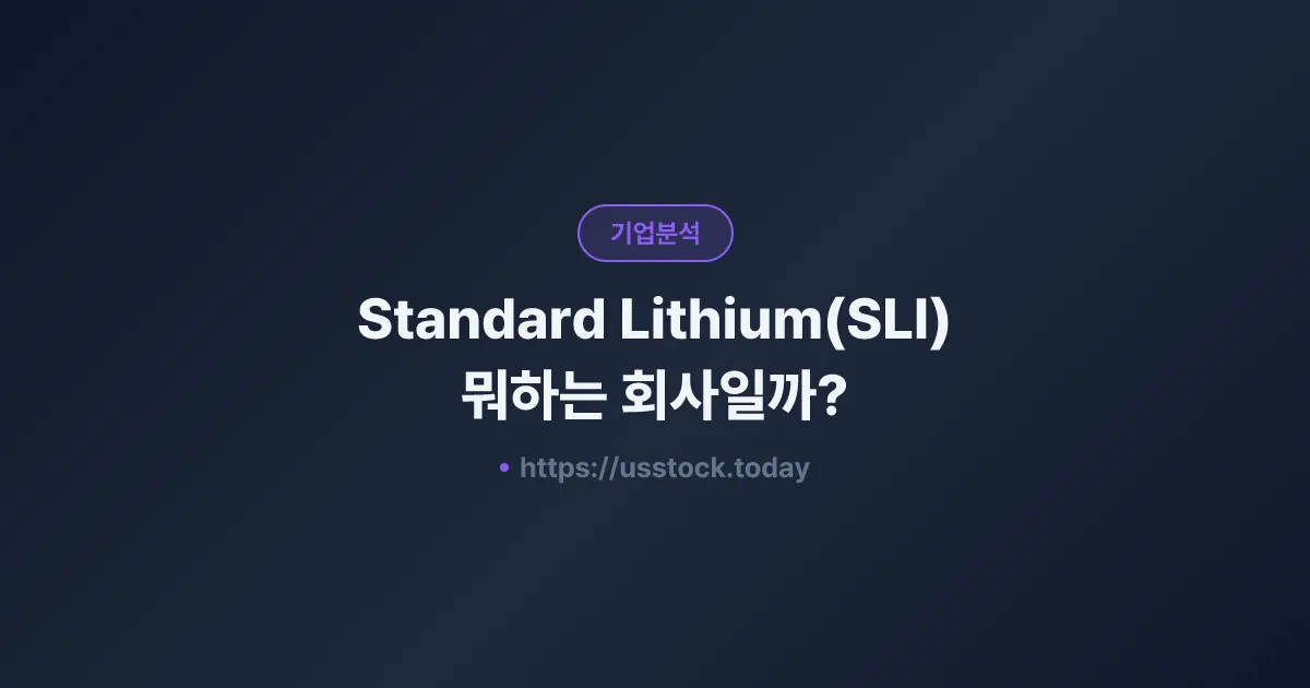 Standard Lithium(SLI) 뭐하는 회사일까? - 주가 전망·실적·시총·관련주·본사 총정리