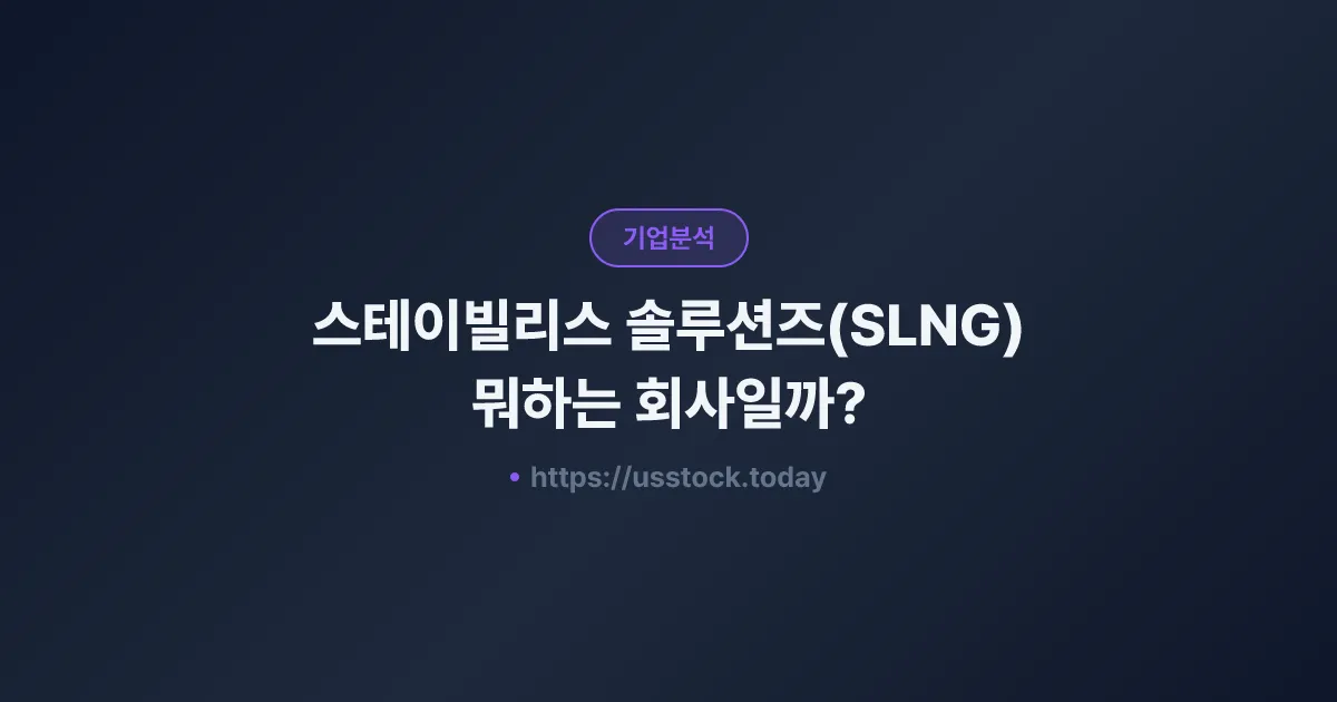 스테이빌리스 솔루션즈(SLNG) 뭐하는 회사일까? - 주가 전망·실적·시총·관련주·본사 총정리