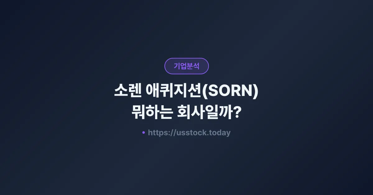 소렌 애퀴지션(SORN) 뭐하는 회사일까? - SPAC 합병 전망·시총·관련주 총정리