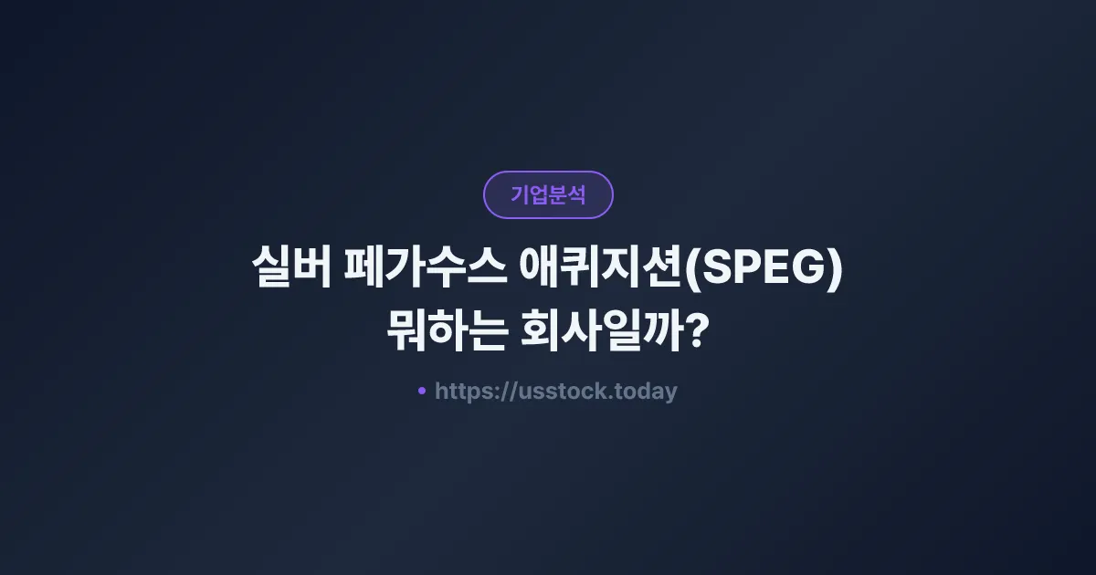 실버 페가수스 애퀴지션(SPEG) 뭐하는 회사일까? - SPAC 합병 전망·시총·관련주 총정리