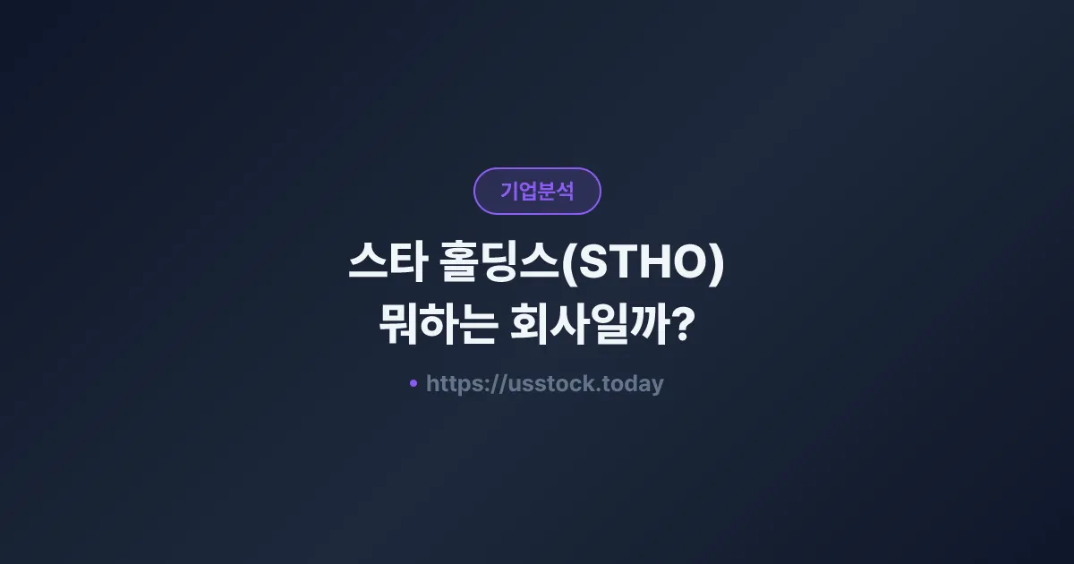 스타 홀딩스(STHO) 뭐하는 회사일까? - 주가 전망·실적·시총·관련주·본사 총정리