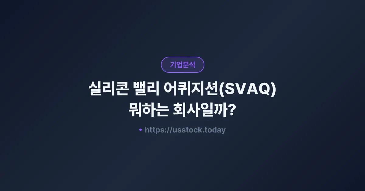 실리콘 밸리 어퀴지션(SVAQ) 뭐하는 회사일까? - 주가 전망·실적·시총·관련주·본사 총정리