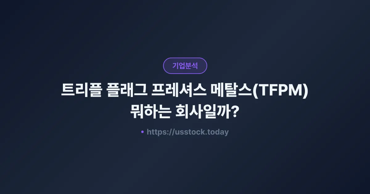 트리플 플래그 프레셔스 메탈스(TFPM) 뭐하는 회사일까? - 주가 전망·실적·시총·관련주·본사 총정리