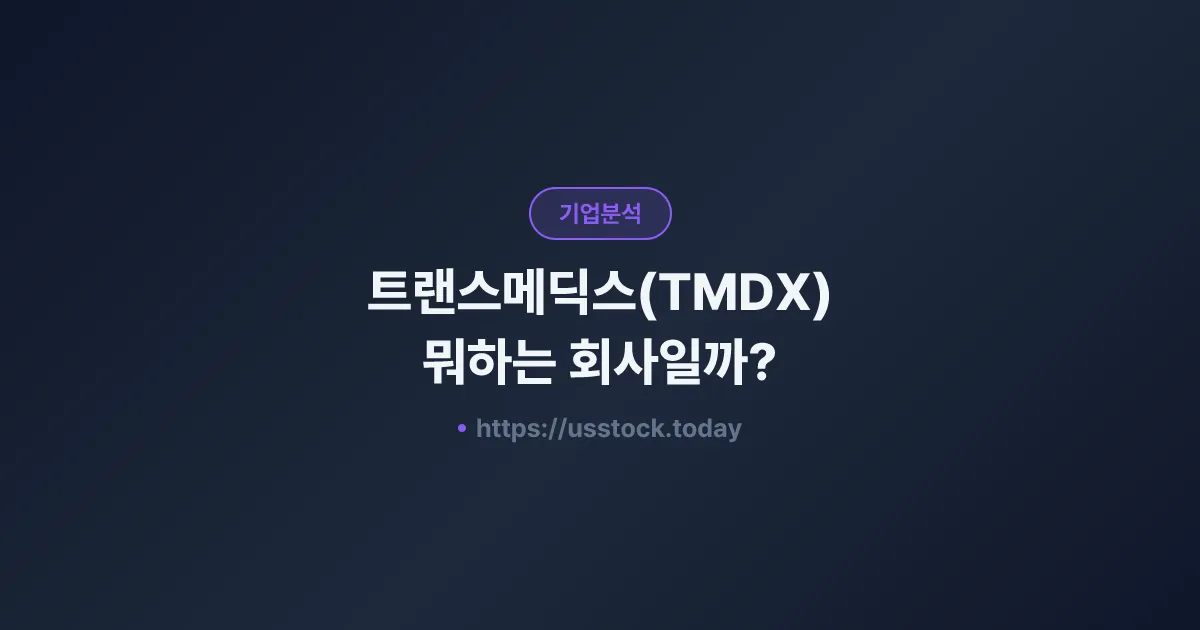 트랜스메딕스(TMDX) 뭐하는 회사일까? - 주가 전망·실적·시총·관련주·본사 총정리