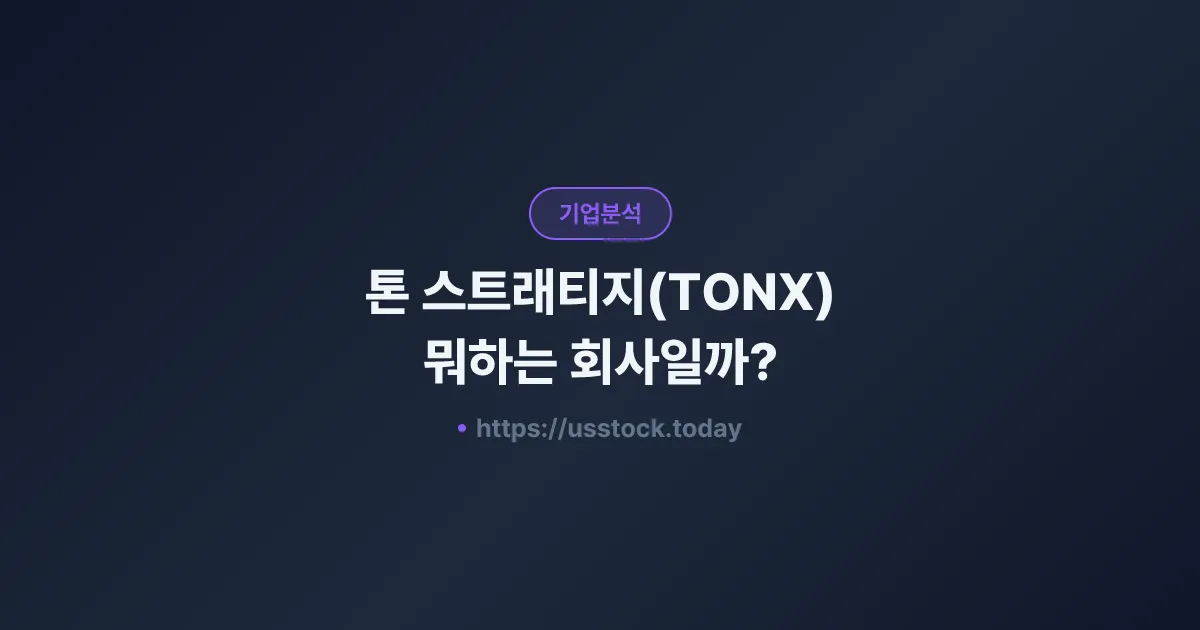 톤 스트래티지(TONX) 뭐하는 회사일까? - 주가 전망·실적·시총·관련주·본사 총정리